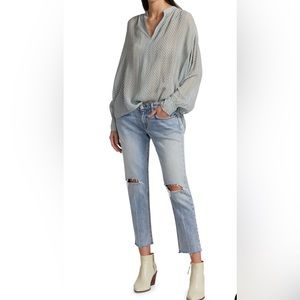 𝚁𝚊𝚐 & 𝙱𝚘𝚗𝚎 ~ Carly Printed Band - Collar Women’s Top